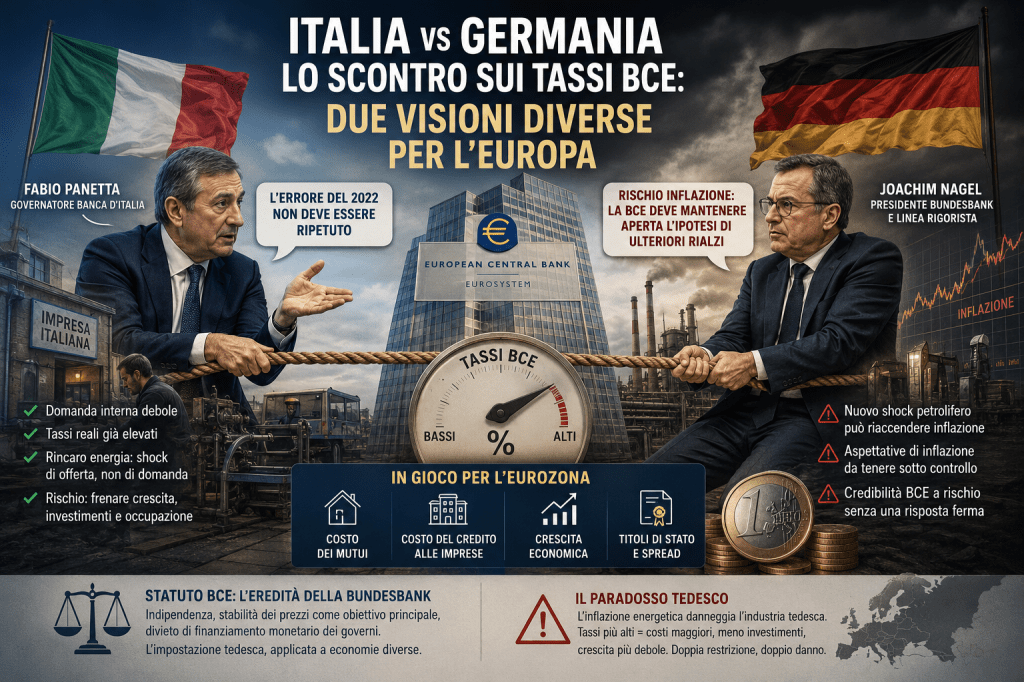 Italia e Germania divise sui tassi BCE: quando la paura dell’inflazione rischia di aggravare la crisi&nbsp;europea